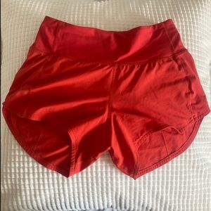 Carnation Red Lululemon Speed Up Shorts Tall